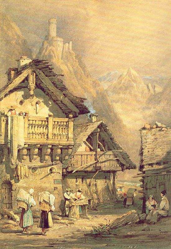 Prout, Samuel Alpine Village France oil painting art